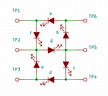 7セグ用に配置したLEDをそのまま接続した回路